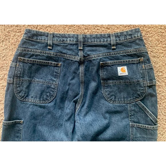 SOLD!!!Carhartt Women’s Size 12X28 Carpenter Blue Jeans Mid Rise WB013 VIO 30x28 - Picture 4 of 11